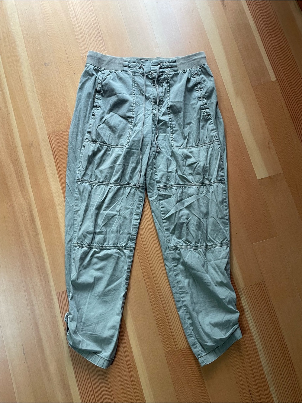 Lord & Taylor cotton green drawstring cargo pants fall academia
